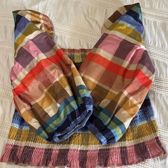 Colorful Plaid On or Off-Shoulder Women's Farm Rio Top - Picture 5 of 6